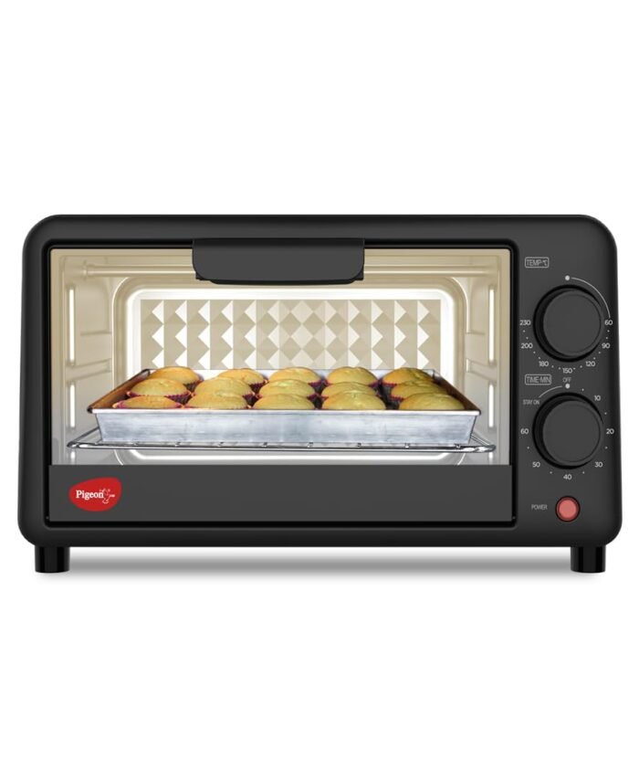 Pigeon Oven Toaster Grill (12381) 9 Liters OTG Without Rotisserie for Oven Toaster and Grill for Grilling and Baking Cakes (Grey)