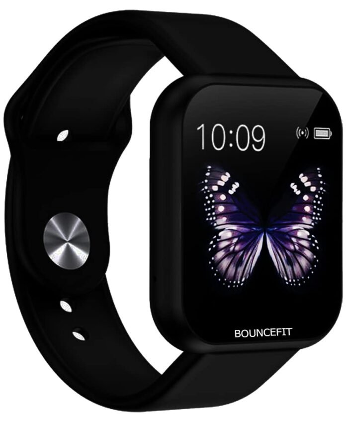 Bouncefit D20 Y68 Fitness Band Smart Watch for Men, Women, Boys, Girls, Kids – Single Touch Interface, Water Resistant, Workout Modes, Quick Charge Sports Smartwatch – Jet Black