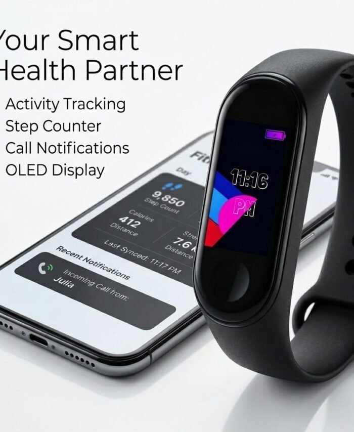Mabron Smart Fitness Band with Activity Tracking, Step Counter, Call & Message Notifications, Touch Display, Bluetooth Connectivity for Daily Fitness and Exercise
