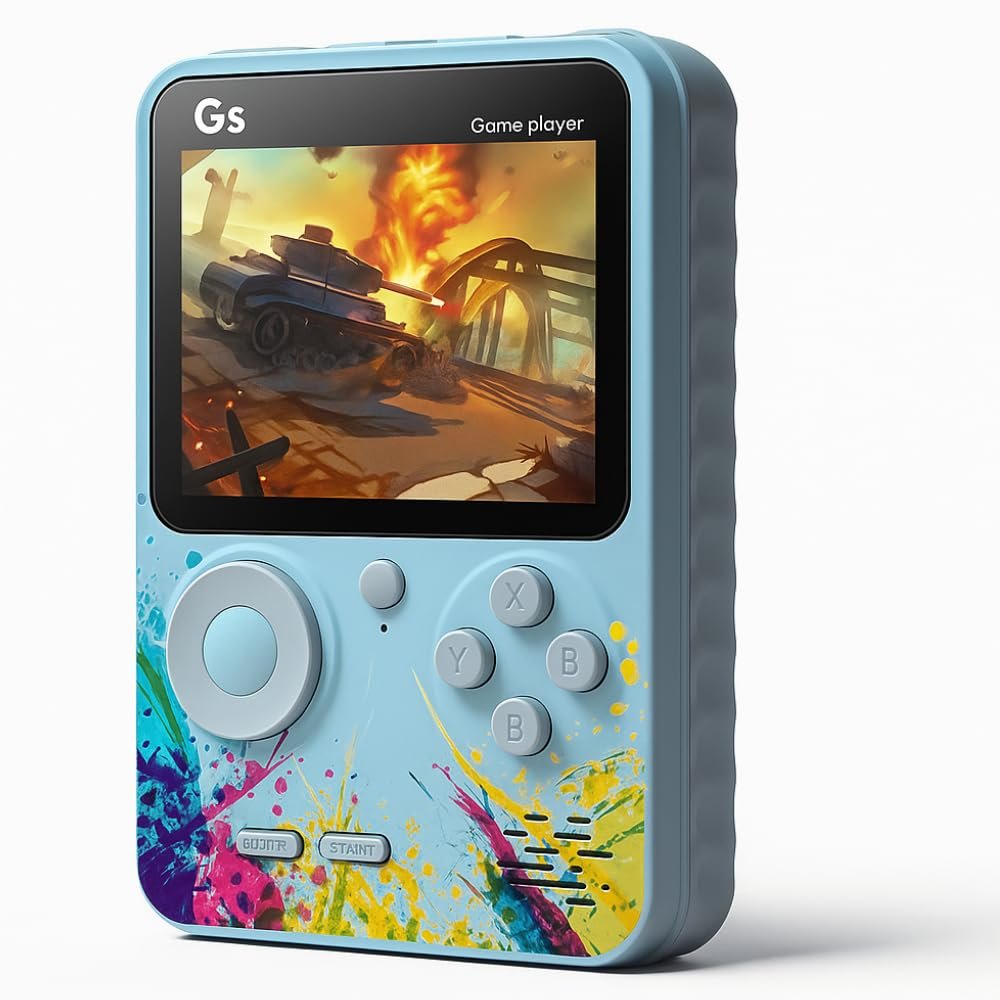 Maizic Smarthome G5 Blue 500 in 1 Retro Game Box Only for 1 Player, 3 Inch Display, Handheld Classical Game PAD Can Play On TV, 500 Games Like Contra, Tank, Bomber Man Gifts for Kids