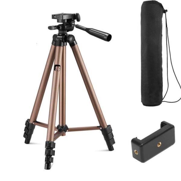 WT 3130 Aluminum Tripod (133 cm), Universal Lightweight Tripod with Mobile Phone Holder Mount & Carry Bag for All Smart Phones, Gopro, Cameras