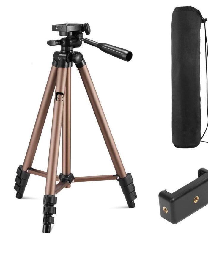 Syvo WT 3130 Aluminum Tripod (133 cm), Universal Lightweight Tripod with Mobile Phone Holder Mount & Carry Bag for All Smart Phones, Gopro, Cameras