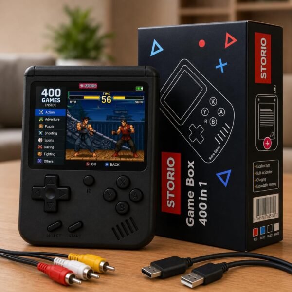 Rechargeable Pocket Video Game for Kids 400 in 1 Retro Game Box Console Handheld Game Box with TV Output - Multicolor