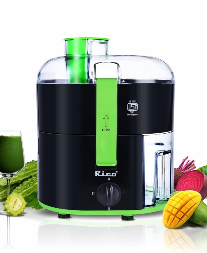 Rico 350W Electric Juicer made with Japanese Technology | ISI Marked & Fully Automatic | Portable, Compact Design, Slow Juicing Process to Extract Maximum pulpy Juice from Fruits & Vegetables
