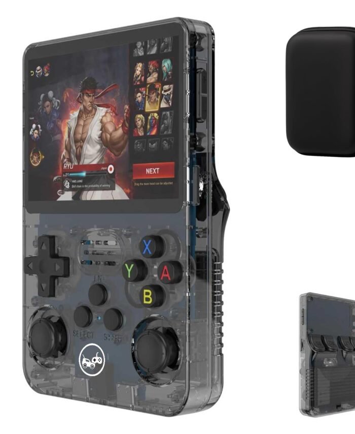 Game Switch Handheld Game Console HN-R36S , 15k+ Gamees 3.5-inch IPS Display, 64GB Storage, 1 Ram Chip (1GB) 8+ Hour Battery Life with Protective Cover (Black-with-case)