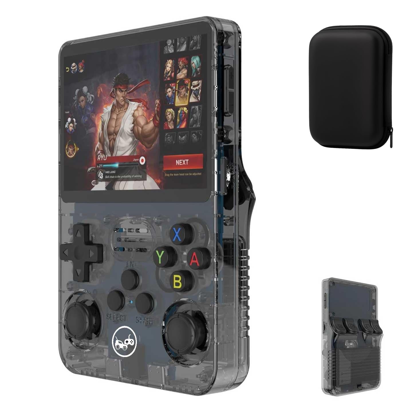 Game Switch Handheld Game Console HN-R36S , 15k+ Gamees 3.5-inch IPS Display, 64GB Storage, 1 Ram Chip (1GB) 8+ Hour Battery Life with Protective Cover (Black-with-case)
