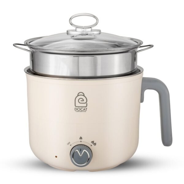 Multi Cook Electric Kettle with Steamer 1.2 Liters Stainless Steel Non-stick Inner Pot, Adjustable Power Mode, Wide Mouth, Ideal for Boiling Milk, Tea, Coffee, Eggs (600 Watts)