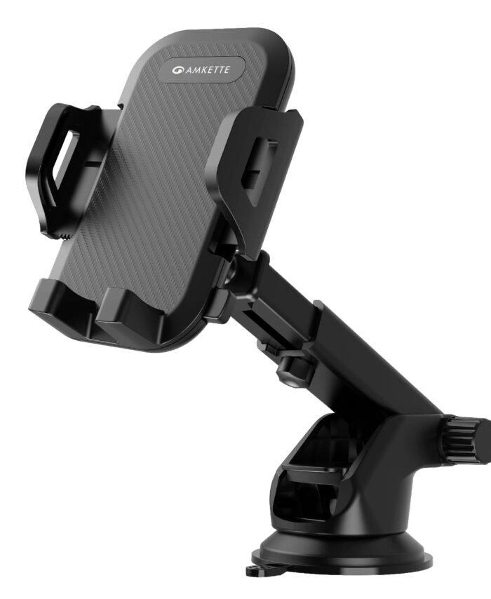 Amkette iGrip Drive Telescopic Car Mobile Holder for Dashboard, Mobiles Holder for car Dashboard, with 360 Rotation, One -Touch Release Adjustable Mount with Strong Suction Cup,Durable Mobile Stand