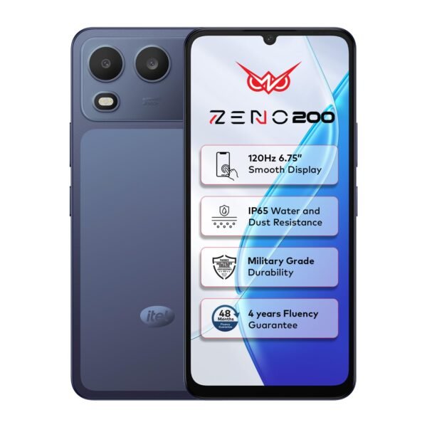 Zeno 200 (Nightly Blue, 4 GB RAM, 128 GB Storage) | 6.75" HD+ Display | 120 Hz Refresh Rate | IP65 Dust & Water Resistance | 13 MP Camera | 5000 mAh Battery | Charger in Box