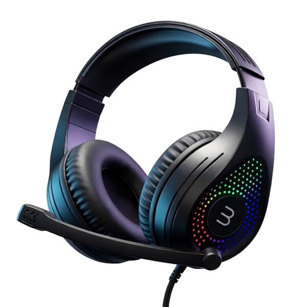 RGB Wired Gaming Headset with Mic | 43mm Hi-Res Audio Drivers 135° Rotatable Noise-Isolating Microphone | Dual USB + 3.5mm Jack | Multi-Platform Gaming Headphones