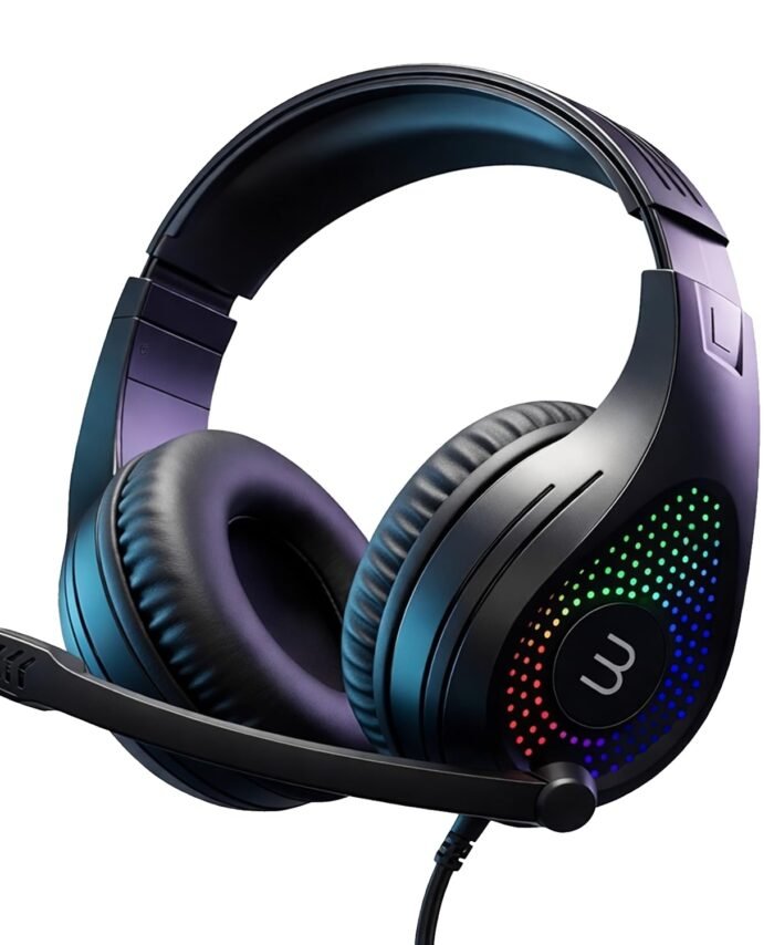 BESTOR RGB Wired Gaming Headset with Mic | 43mm Hi-Res Audio Drivers 135° Rotatable Noise-Isolating Microphone | Dual USB + 3.5mm Jack | Multi-Platform Gaming Headphones