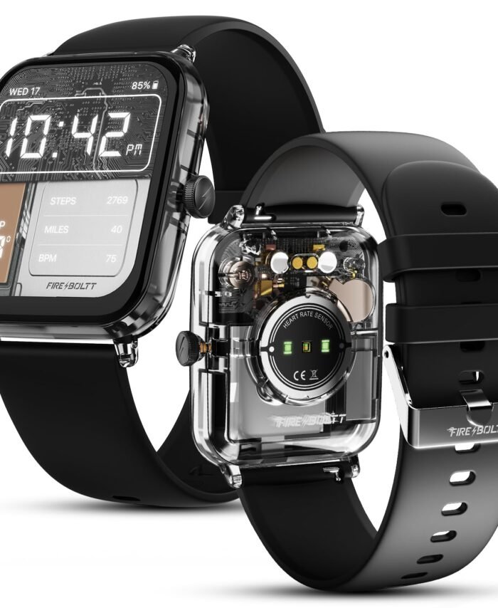 Fire-Boltt Ninja Phantom Smart Watch 1.83” Display, Transparent Clear Body Design, Bluetooth Calling, 120+ Sports Modes, Voice Assistant, AI Outfit Watch Face Smartwatch for Men & Women Shadow Black