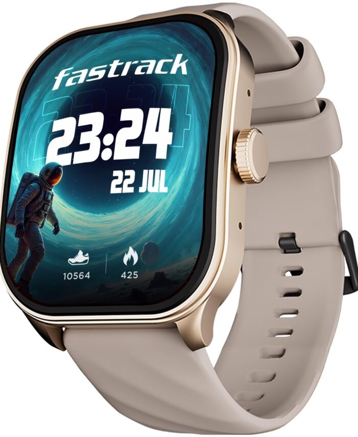 Fastrack Limitless FS2 Pro 1.96" AMOLED Smart Watch with BT Calling, AI Voice Assistant, 100+ Sports Modes, 5-Day Battery, Fast Charge, Health Tracking, – Smartwatch for Men & Women (Beige)
