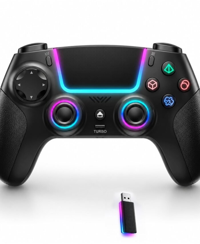Ant Esports SuperPower Wireless Gaming Controller for PS4,PC,Steam Deck Android,iPhone & Mac|Bluetooth, 2.4G Wireless & USB Connectivity|Turbo, Macro Buttons,RGB Lighting,Touchpad,Motion Control