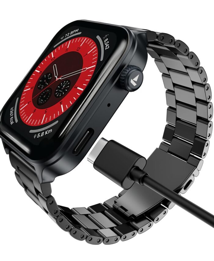 boAt Storm Call 4 India's first Smartwatch with Type-C Charging,1.96”(4.97 cm) HD Display, Functional Crown, BT Calling, Sports Modes, Heart Rate, SpO2, Sleep & Stress Tracking, SOS, IP68(Steel Black)
