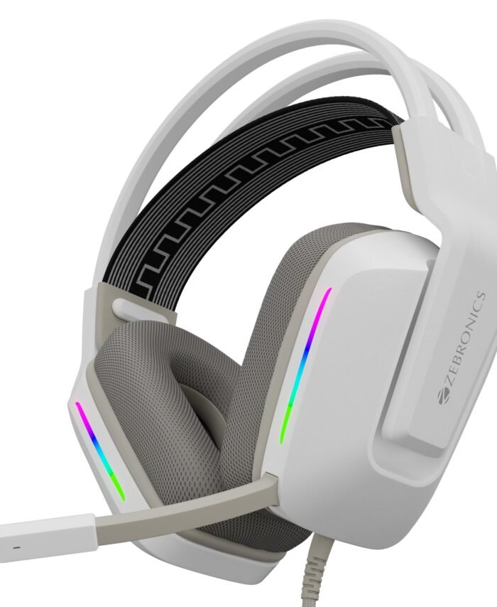 ZEBRONICS Havoc Premium Gaming Headphone with Dolby Atmos Subscription, 50mm Neodymium Drivers, Extra Soft Ear Cushion, Suspension Headband,Braided Cable (White)