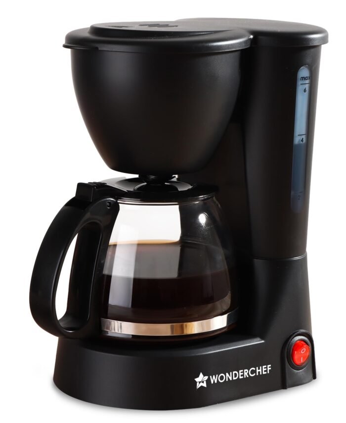 Wonderchef Swift Brew Coffee Machine for Home | 650W | Brew 6 Cups at a Time | Anti-Drip System | Keep Warm Plate | Borosilicate Glass Carafe | Compact Design | 2-Year Warranty