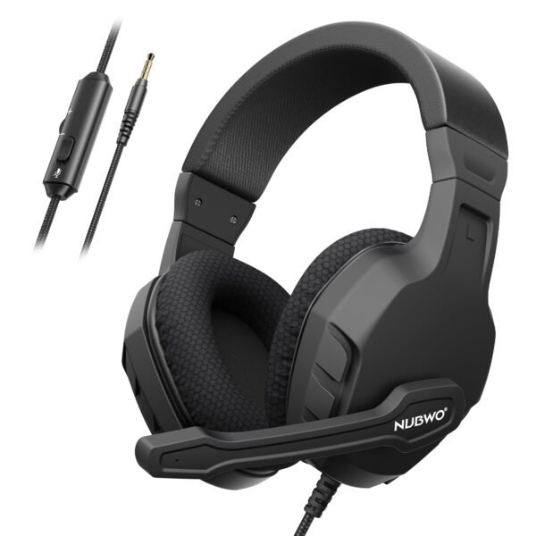 U3 3.5mm Gaming Headset for PC, PS4, Laptop, Xbox One, Mac, iPad, Nintendo Switch Games, Computer Game Gamer Over Ear Flexible Microphone Volume Control with Mic - Black