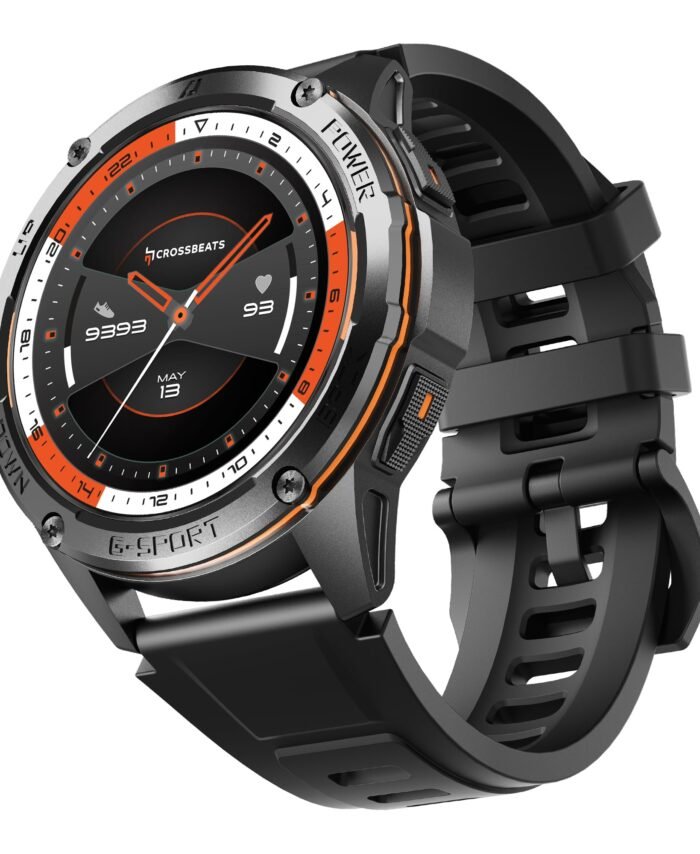 CrossBeats Armour Pro AI Premium Smart Watch for man | Latest 1.43” AMOLED Always on Display | 5 ATM Waterproof | 30-Day Battery |GPS BT Calling Smartwatch |150+ Sports Modes| BP HR SPO2 (Black)