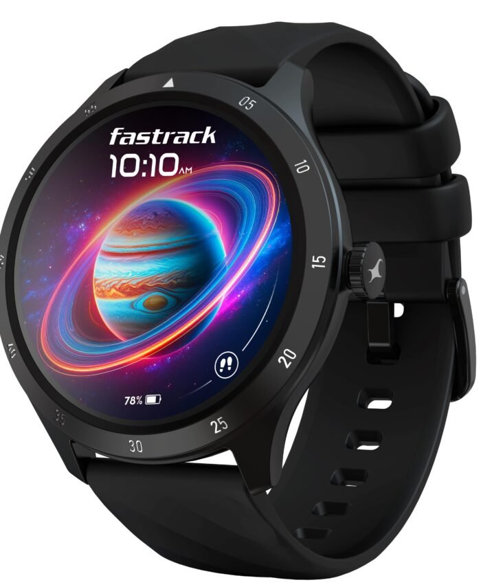 Fastrack Jupitor R2 Smart Watch, 1.38” TFT Display, 240 * 240 Pixel Resolution, SingleSync BT Calling, AI Voice Assistant, 100+ Sports Modes & Smartwatch Faces,Upto 5 Day Battery, IP68 (Black)