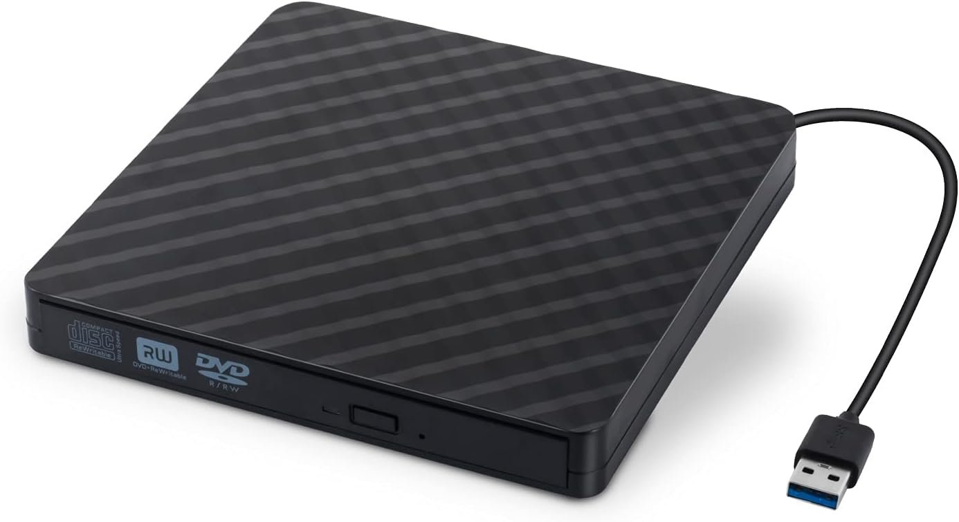 ULTRABYTES 8X Ultra Thin CD DVD Reader USB 3.0, Ultra Slim Portable DVD Drive, CD ROM Player and +/-RW Burner for Windows and Mac OS, MacBook Pro/Laptop/PC