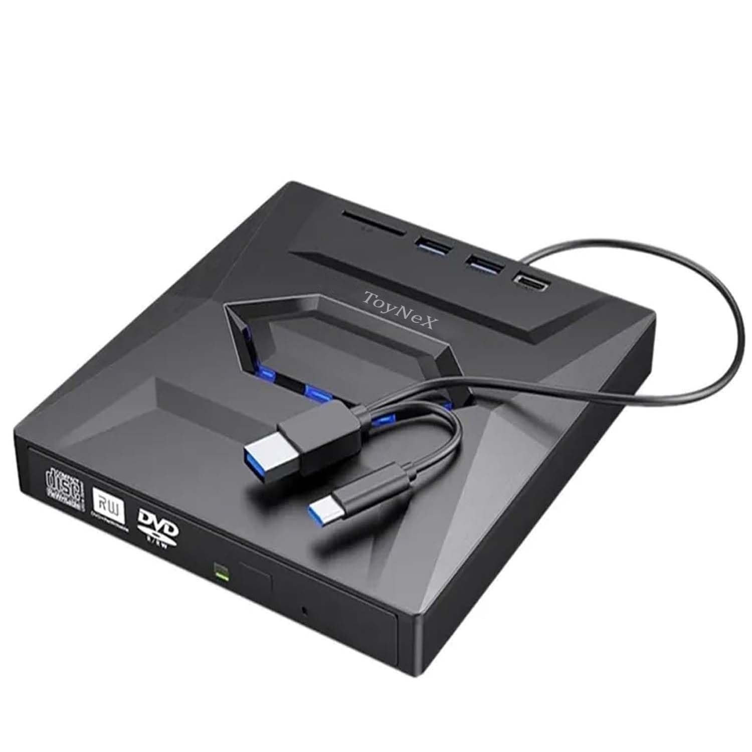 External CD/DVD Drive for Laptop, Type-C USB 3.0 Portable CD Player DVD Burner with SD Slot & USB Ports DVD 8X CD 24X Super Fast Speed for Laptop, Computer.(Black)