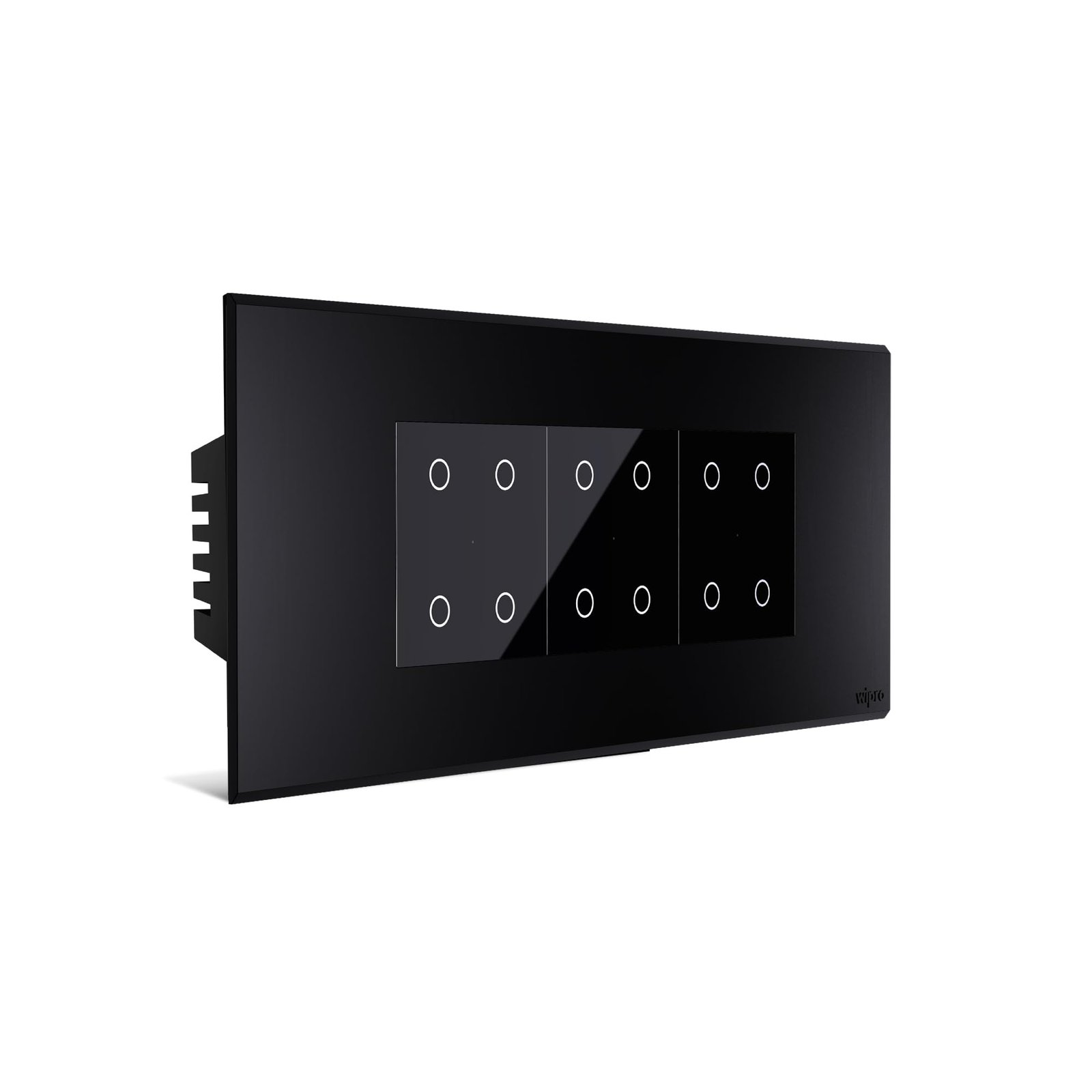 Wipro Artisa Neo Wi-Fi Smart Touch Switch 4N | Combo of 6M Plate(Galaxy Black) + 3x4N Touch Switches(6A, Black) | Works with App, Alexa, Google Asst | Pack of 1