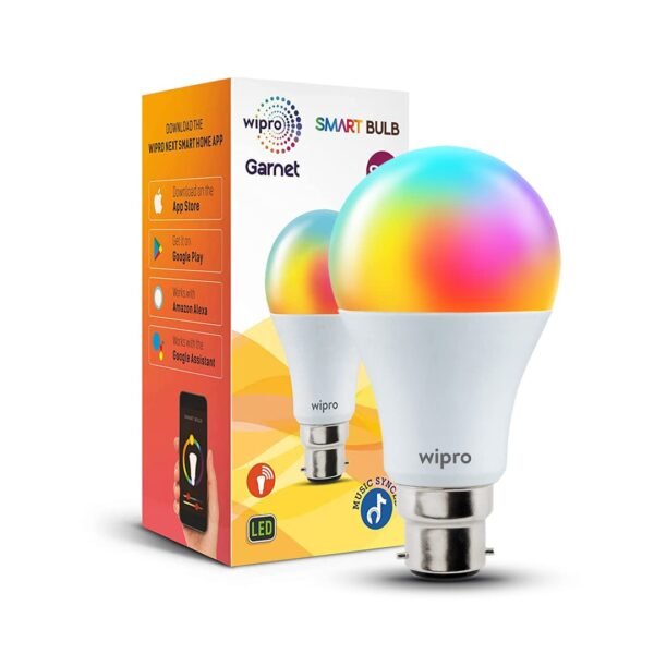 9-Watt B22 WiFi Smart LED Bulb with Music Sync (16 Million Colours + Warm White/Neutral White/White) (Compatible with Amazon Alexa and Google Assistant), Standard (NS9400)(Pack of 1)