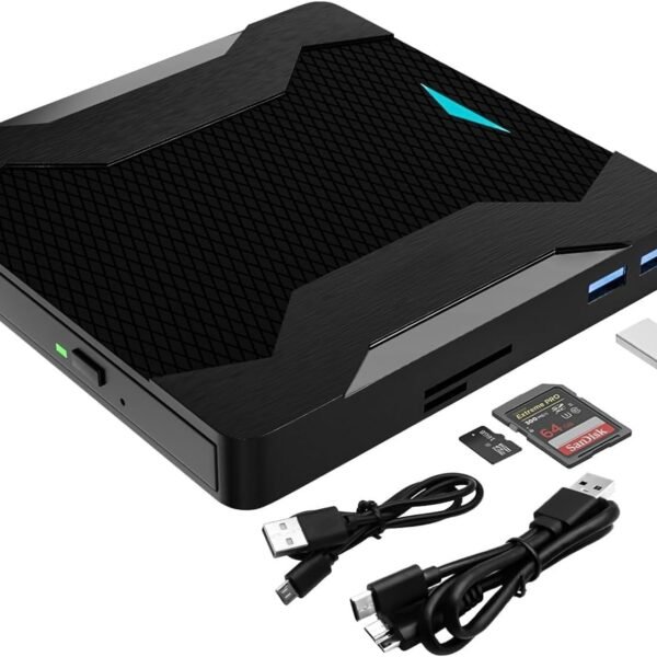 External DVD Drive, USB 3.0 Type-C Portable CD/DVD+/-RW Drive/DVD Player for Laptop, CD Burner Compatible with Desktop PC Laptop Windows Linux OS Ap-ple Mak