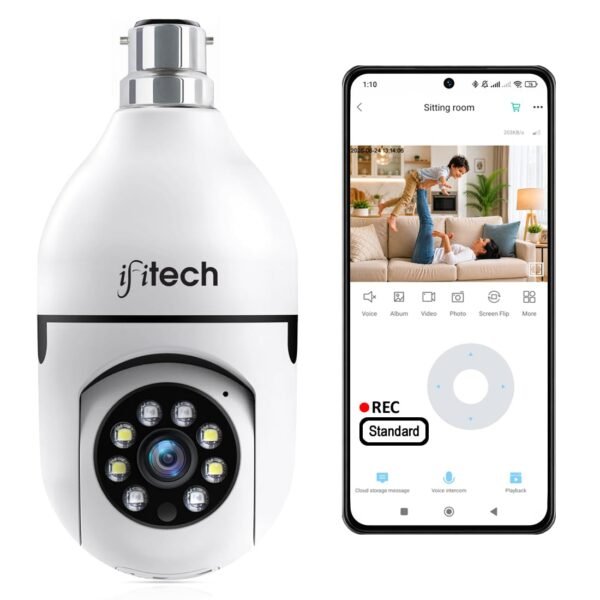 FTY HD Smart Wi-Fi CCTV Security Camera | Indoor 360° Pan & Tilt Home Surveillance Camera | Bulb Camera | Supports up to 256GB microSD Card (Not Included) | Ideal for Home & Office | Standard