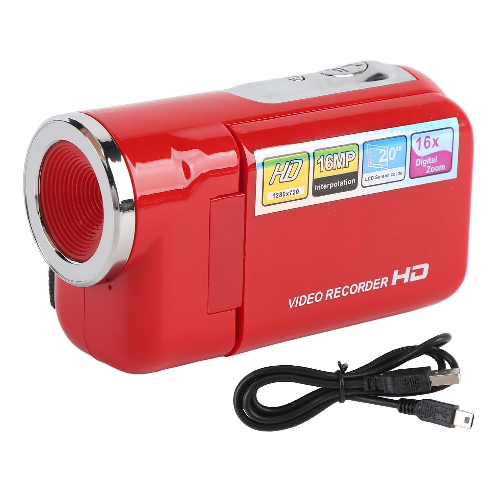 DV Camcorder 16x Digital Video Camera 2 Inch Color Screen 1080P 16MP 16x Zoom Anti Shake DV Camcorder for Travel Campus Growth Record (Red)