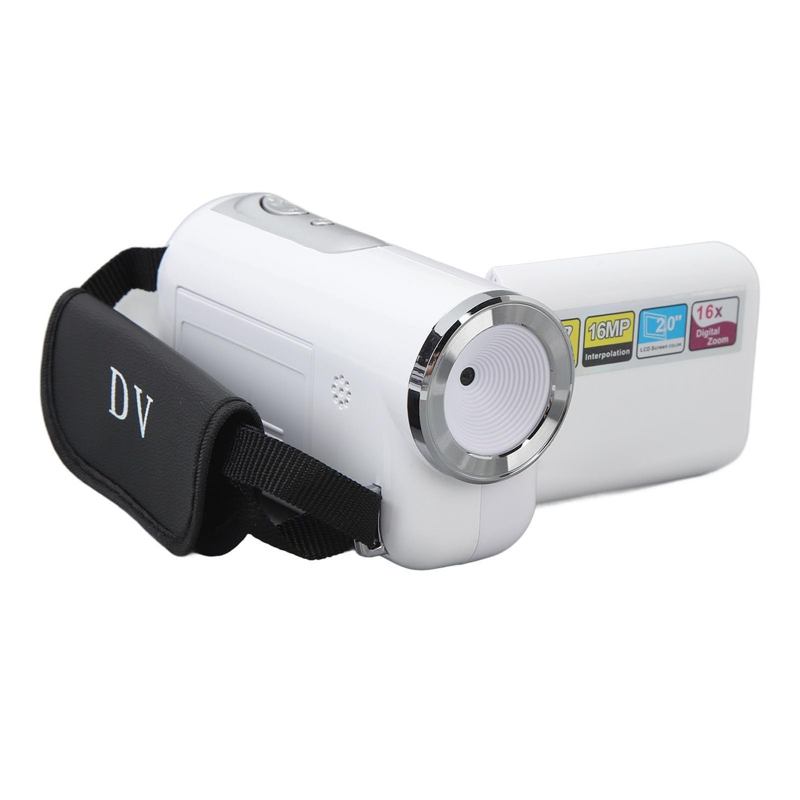 HD Video Camera Digital Camcorder, Portable Vlog Camera Recorder 1080P 16MP 2inch TFT Screen 16X Digital Zoom DV Camcorder Support Selfie (White)
