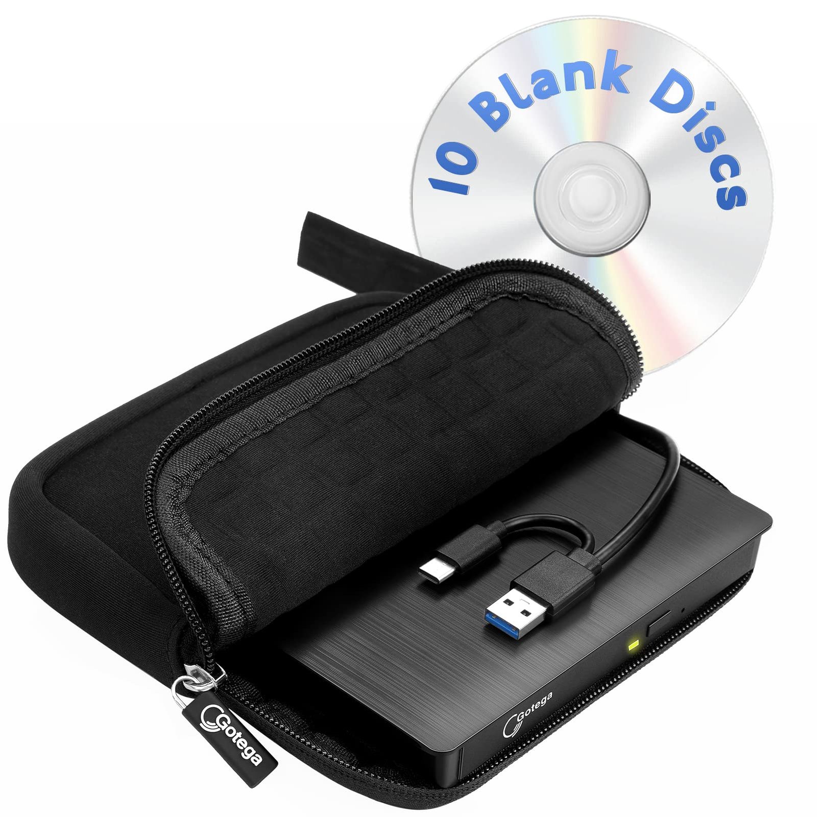 External CD/DVD Drive for Laptop, Portable CD DVD Player, USB 3.0 C, Black
