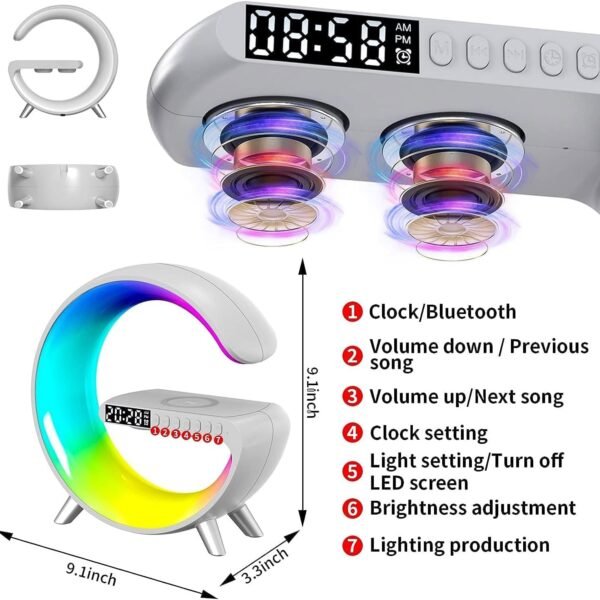 10 𝒀𝒆𝒂𝒓𝒔 𝑾𝒂𝒓𝒓𝒂𝒏𝒕𝒚 Smart Wireless G Speaker | Lamp with Wireless Charging, Bedside Night Light & Sound Machine | Modern Home Décor & Relaxation Gift for Bedroom, Office & Room